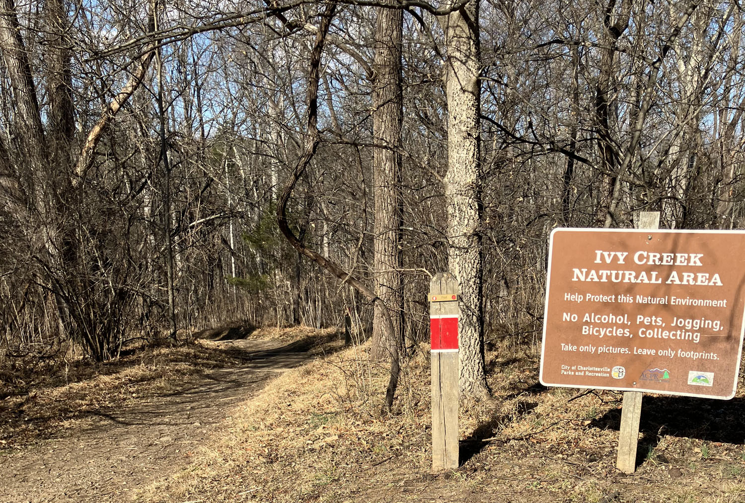 Red Trail with Sign in Winter